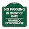 Signmission No Parking No Parking in Front of Gate Prohibido Estacionarse, Green & White, A-DES-GW-1818-23665 A-DES-GW-1818-23665 - alternate 1